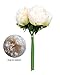 MEIBEL silk plastic peony flowers 5 Heads white Artificial Fake Flowers Bouquet desk plant for office decor