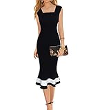 LUNAJANY Women's Vintage Midi Sheath Business Causal Office Party Wiggle Dress