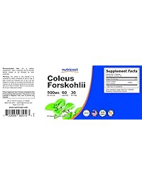 Cápsulas Nutricost Coleus Forskohlii de 500 mg, fórmula de máxima resistencia, 1