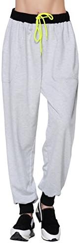 Women's Plus Size Drawstring Drop Crotch Harem Pants (m, light_grey)