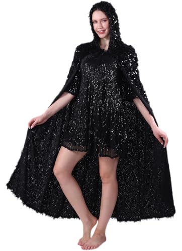 Faux Feather Tassels Sequin Black