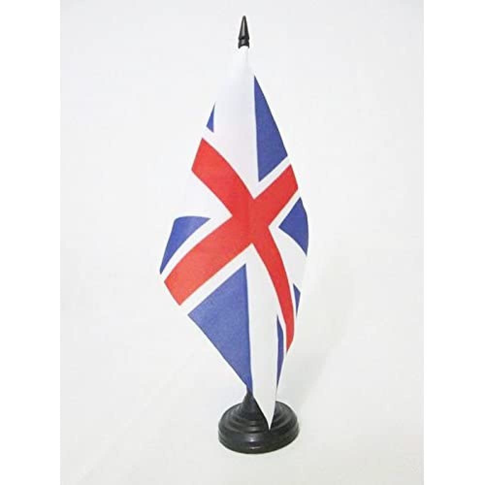 AZ FLAG Jack and Admiral of the Fleet Table Flag 5'' x 8'' - Bristish historic Office Decoration 100% Polyester 21 x 14 cm - Mini Desk Flag with Pole and Black Plastic Base