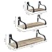Y&ME YM Floating Shelves Wall Mounted, Set of 3 Rustic Wood Wall Storage Shelves, for Bedroom, Living Room, Bathroom, Kitchen, and Office (Carbonized Brown)