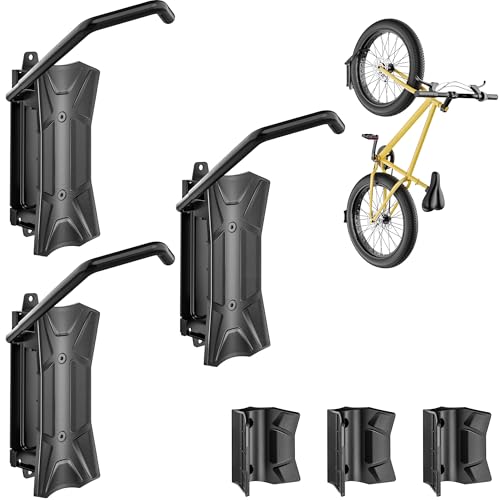 monTEK Swivel Bike Wall Mount, Bike Hook for Wide Tires of Less than 115 mm, Bike Hanger Wall Save Space for Garage, Up to 35 kg, 3 Pack