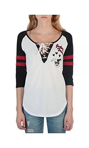 DC Comics Batman Harley Quinn Juniors Raglan T-Shirt (Large)