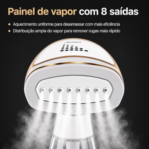 Vaporizador de Roupas Portátil Dobrável, 1600W, 127V, com 8 Saídas de Vapor, para Roupas, Cortinas e Viagens