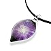 Chuvora Hand Blown Murano Glass Purple Orchid Flower Teardrop Pendant Necklace, 18-20 inches
