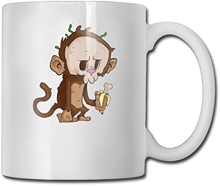 Funny Coffee Mug Bone Monkey Banana - Unique Twin Sides Printing Tea Cup - 11oz