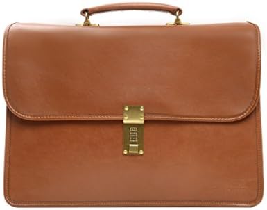 Korchmar Lux Elliot Leather Double Gusset 15" Laptop Flapover Briefcase Walnut