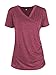 Liu & Qu Women's Short Sleeve Nursing Tops V Neck Side Ruched Breastfeeding T-Shirt Wine Red