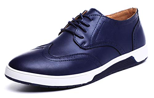 Sanyge Men's Urban Dress Shoes Leather Oxford Shoes Lace Up Classic Workout Flats(Sanyge4012Blue46)