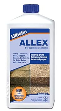 Lithofin Allex Grünbelag-Entferner Algen- und Moosentferner 1 Liter - Ideal zum vorbeugen gegen grüne & rutschige Beläge