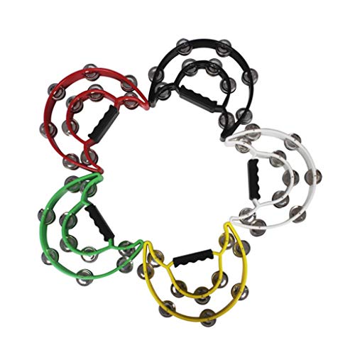 difcuyg5Ozw Double Layer Tambourine Light Durable Metal Jingle Hand-held Percussion Musical Instruments Funny Toy - Black