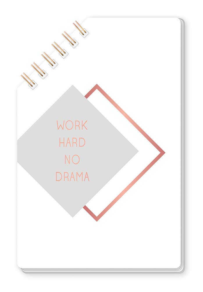 Grafik-Werkstatt 63522 45° Spiral | 50 Sheets Lined | Copper Cut | Work Hard No Drama | 9.5 x 14.5 cm Notepad, White