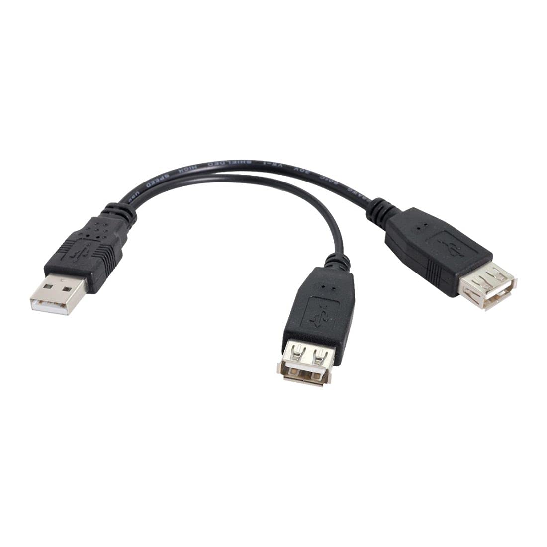 CY USB 2.0 A Male to Dual Data Female + Power Cable Female Extension 20cm