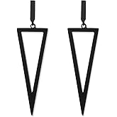 CLASSYZINT Black Metal Triangle Rectangle Circle Waterdrop Dangle Drop Earrings for Women