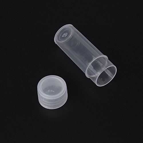 Hilitand 50Pcs 5ml Volume Plastic Sample Bottles Small Storage Container Test Tube Vial Storage Container 15mmx40mm/0.59x1.57inch