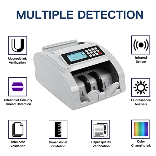 TenTatent Bill Counter Machine, Money Counter Machine with UV/MG/IR/Counterfeit Detection