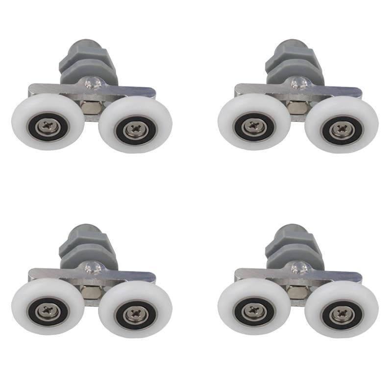 4Pcs Curved Shower Door Rollers,Bathroom Rollers,25mm Door Roller Replacement Part,Shower Glass Door Rollers,Double Sliding Roller