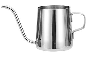 Pour Over Gooseneck Hand Drip Coffee Kettle, 250ml/350ml, Ergonomic Handle, Exquisite Design (Silvery 350ML)