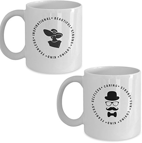 His and Hers Coffee Mug Set – 2 11-oz. Ceramic Coffee Mugs