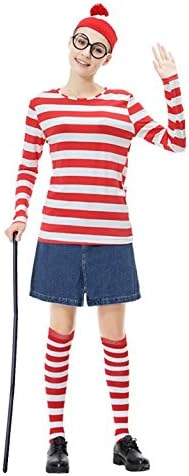 Adkinly Womens Wheres Waldo/Wally Adult Costume Kit, Red/White, XX-Large