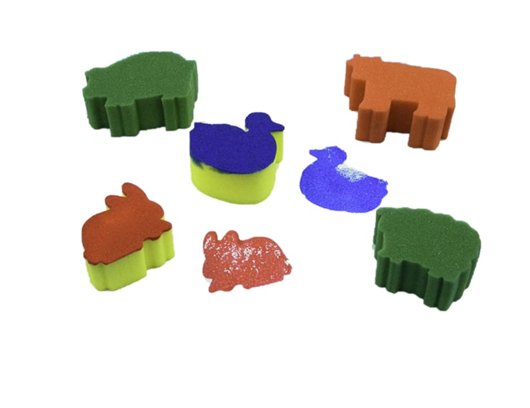 Craftplay Sponge Painting stampers | Pack of 5 Animal Shapes | Kids Painting Tools
