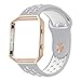 Fitbit Blaze Bands, UMTELE Sport Silicone Replacement Strap with Rose Gold Frame for Fitbit Blaze Smart Fitness Watch Silver/White