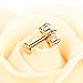 BODYA 1pc Rose Gold 16G 7mm Cubic Zirconia flower Lip Rings Labret Nose Studs Helix Round Shape Stud Earring Body Piercing Jewelry