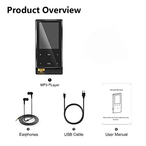 MP3 Player with Bluetooth 4.2, 16GB HiFi Lossless Music Player with FM Radio, Speaker, Voice