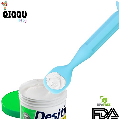 image for QIQQU BABY (Blue and Green) Diaper Cream Brush, BPA Free, Medical Grad