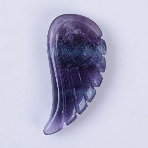 Wholesale 5pcs 30mm Hand Carved rock crystal gemstone angel wing pendant bead 1.2" (Fluorite)