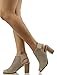 Peep Toe Ankle Strap Sandal – Western Bootie Low Stacked Heel Open Toe Cutout Velcro – Casual by J Adams