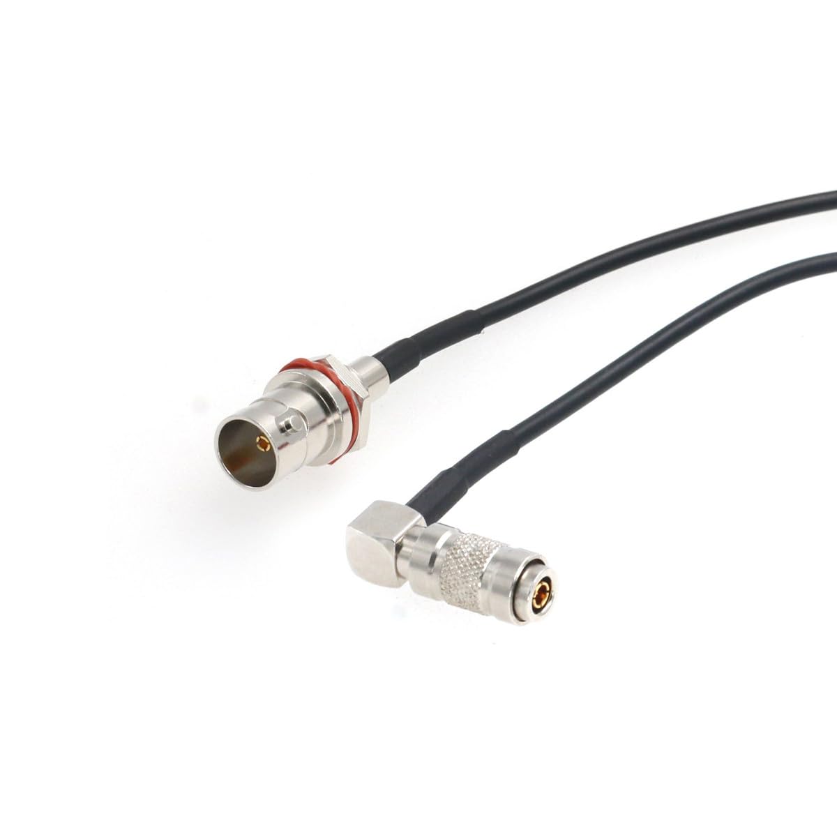 HangTon 3G SDI Adapter Cable Bulkhead Female BNC to DIN 1.0/2.3 Mini BNC for Blackmagic Video Assist Monitor, Hyperdeck Shuttle (1m, Right Angle DIN 1.0/2.3 to Female BNC) — image 1