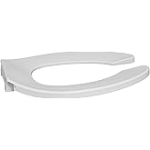 Centoco Elongated Toilet Seat, Commercial, Stainless Steel Hinges, Open Front No Cover, Plastic, Made in the USA, DSAMAZ55STS