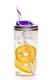 Ball Mason Drinking Jar with Straw and Sip Lid - 24 oz, Purple