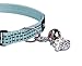 BINGPET Safety Nylon Reflective Cat Collar Breakaway Adjustable Cats Collars with Bell and Bling Paw Charm, Light Blue