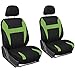 Oxgord 17pc Set Flat Cloth Mesh / Green & Black Auto Seat Covers Set - Airbag Compatible - Front Low Back Buckets - 50/50 or 60/40 Rear Split Bench - 5 Head Rests - Universal Fit for Car, Truck, Suv, or Van - FREE Steering Wheel Cover
