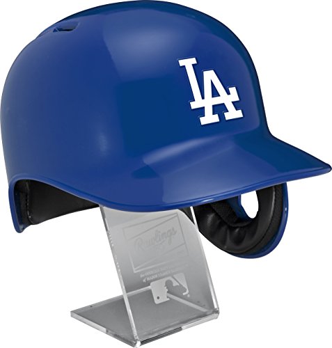 Rawlings MLB Los Angeles Dodgers Replica Batting Helmet with Engraved Stand, Official Size, Blue - Thumbnail 2