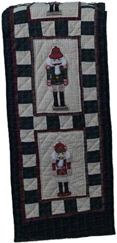 Nutcracker Plaid Quilted Table Runner Quilt 72" Long By 17" Wide 100% Cotton Appliqued Embroidered Handmade Hand Quilted Heirloom Quality