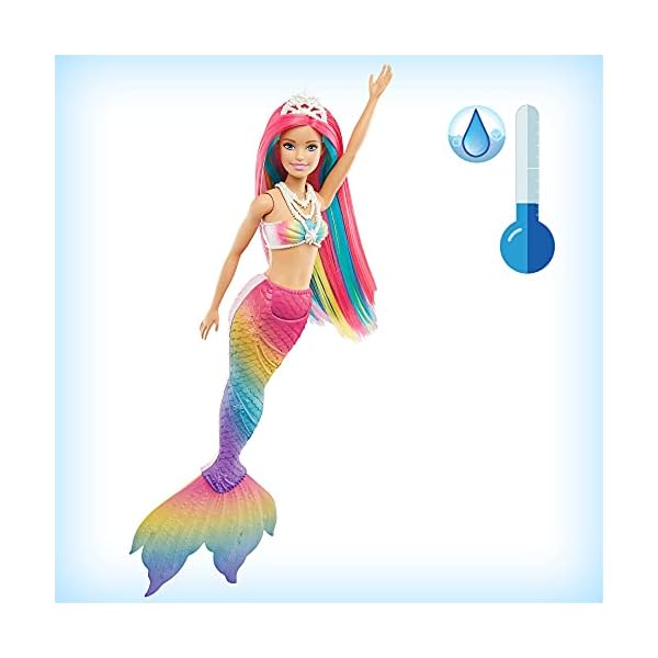 Barbie Dreamtopia Rainbow Magic Mermaid - Doll with Rainbow Hair & Water-Activated Color Change Feature - Fantasy Look…