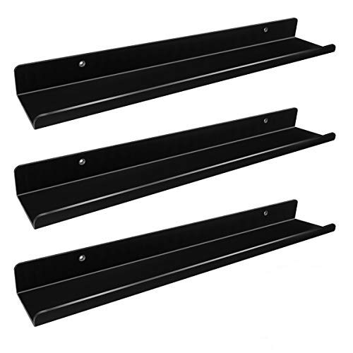 24 Inch Acrylic Black Floating Shelves for Wall, 5MM Thick Wall Mount