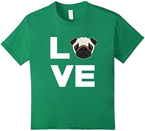 unisex-child Love Pugs Cute Dog Face T-Shirt | Gift Tee 8 Kelly Green
