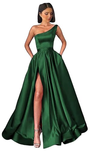 Women's Satin Prom Dress One Shoulder Long Ball