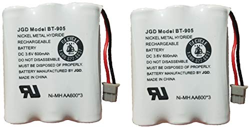 JGD BT-905 BT-800 BBTY0663001 Battery Compatible with Uniden BT905 BT800 BT-1006 BP-905 BBTY-0444001 BBTY-0449001 Panasonic P-P501 P-P508 at&T 200 24032 Cordless Telephones (2-Pack)