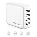 USB Wall Charger, Poweradd 4.8A/4 Port Worldwide Travel USB Charger with US/UK/EU/AU Plug for IPhone IPad Samsung Camera and Other USB Devices - White