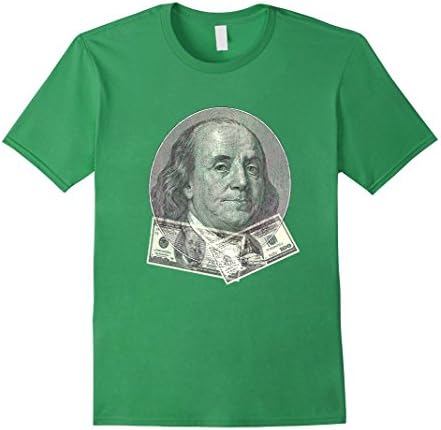 Men's BENJAMIN FRANKLIN 100 DOLLAR BILL T SHIRT Hundred Dollars Medium Grass