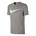 NIKE Sportswear Men's Hangtag Swoosh Tee, Dark Grey Heather/White, Large