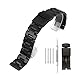 Watch Band Brushed Stainless Steel Strap 20mm Classic Wristband with Double Buckle Safety Lock Replacement Bracelet - Black