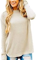 MEROKEETY Women's Long Sleeve Oversized Crew Neck Solid Color Knit Pullover Sweater Tops